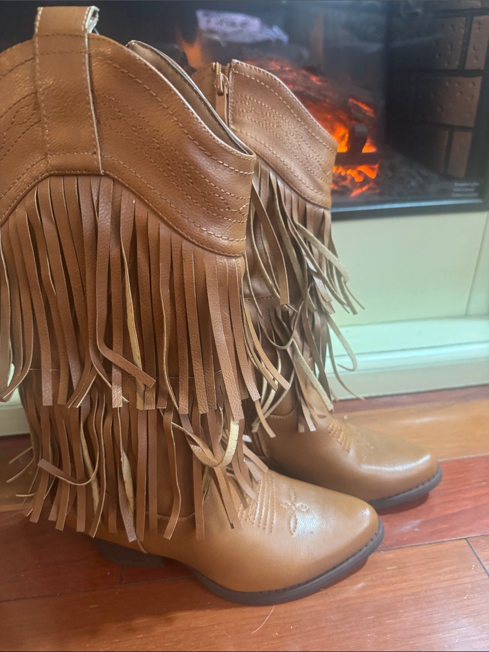 Pierre Dumas Tan Fringe Western Ankle Boots